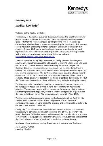 Download Medical Law Brief - February 2013 (PDF ... - Kennedys