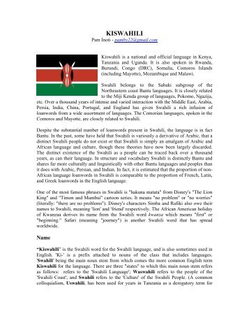 KiSwahili Handout - Kennesaw State University