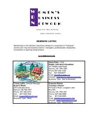 Women's Business Network Membership Listing - Kenora.ca