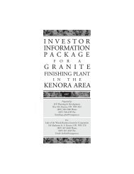 Investor Information Package for a Granite Finishing Plant - Kenora.ca