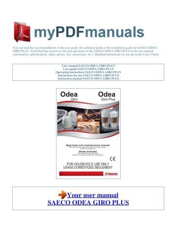 Saeco odea go manual pdf