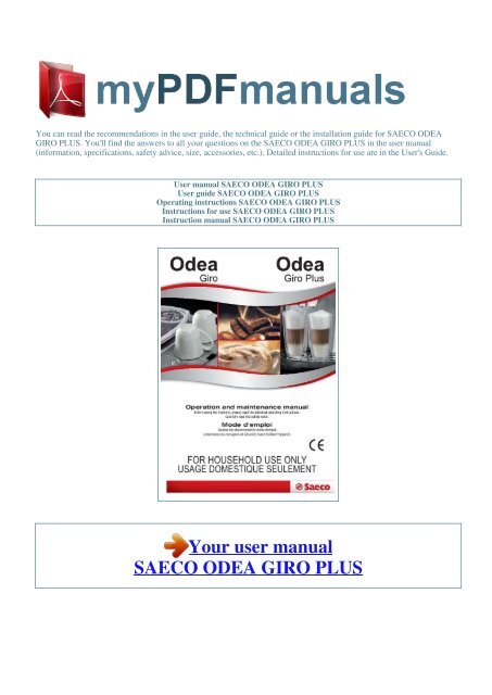 User manual SAECO ODEA GIRO - 1