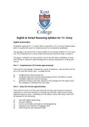 English & Verbal Reasoning Syllabus for 11+ Entry - Kent College ...