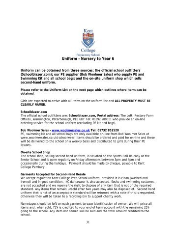 Uniform â Nursery to Year 6 - Kent College Pembury