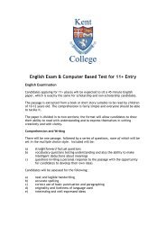 11+ English & Computer based test Exam - Kent College Pembury