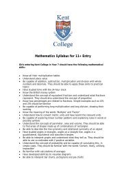 11+ maths syllabus - Kent College Pembury