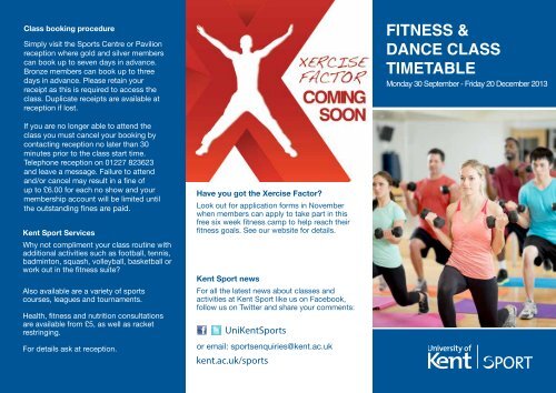 FITNESS & DANCE CLASS TIMETABLE