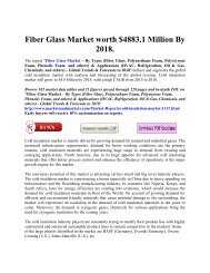 Fiber Glass Market worth $4883.1 Million By 2018.