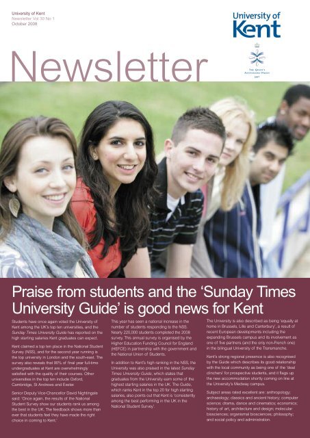 Praise from students and the 'Sunday Times ... - University of Kent