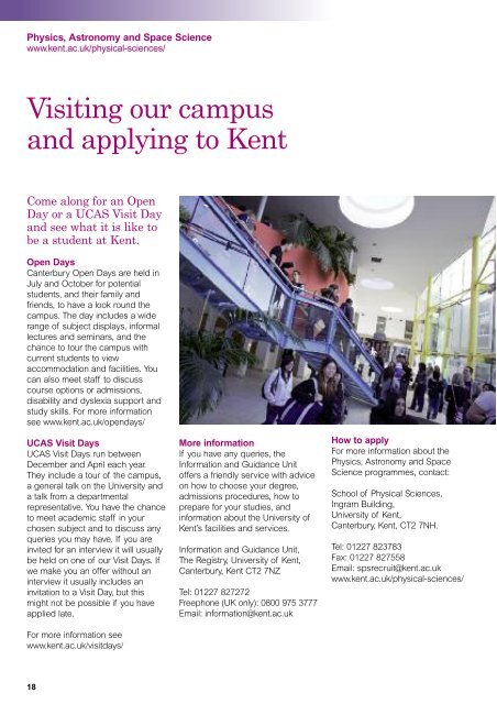 Physics, Astronomy and Space Science - University of Kent