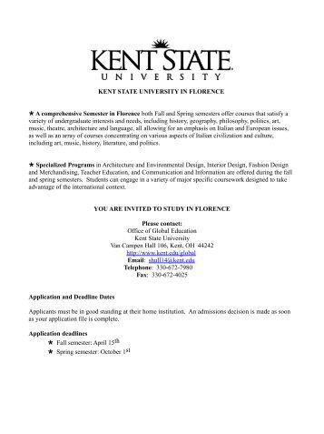 KENT STATE UNIVERSITY IN FLORENCE â THE HEART OF ITALY