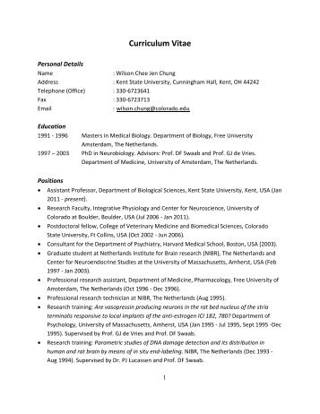 Curriculum Vitae - Kent State University