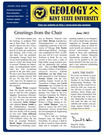 Greetings from the Chair - Kent State University