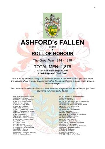 The local Infantry Regiment and locally raised battalions - Kent Fallen