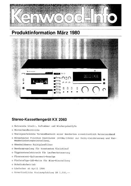 Stereo-Kassettengerät KX 2060 - Kenwood