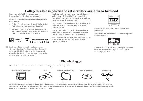 KRF-X9992D (Guida per i collegamenti) - Kenwood