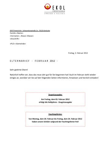 6 Elternbrief FEBRUAR 2012 - Johannes Kepler Privatschule