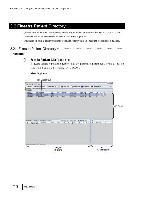 Capitolo 3 - Configurazione della finestra dei dati del paziente