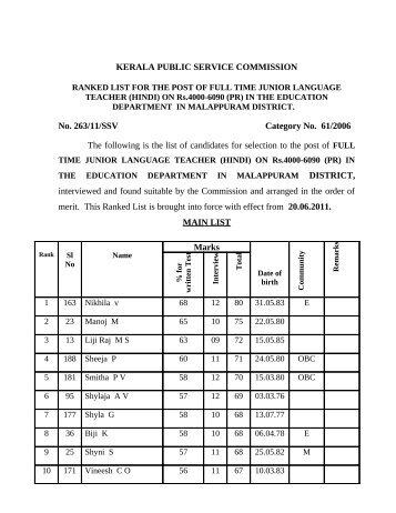 Education - Kerala Public Service Commission