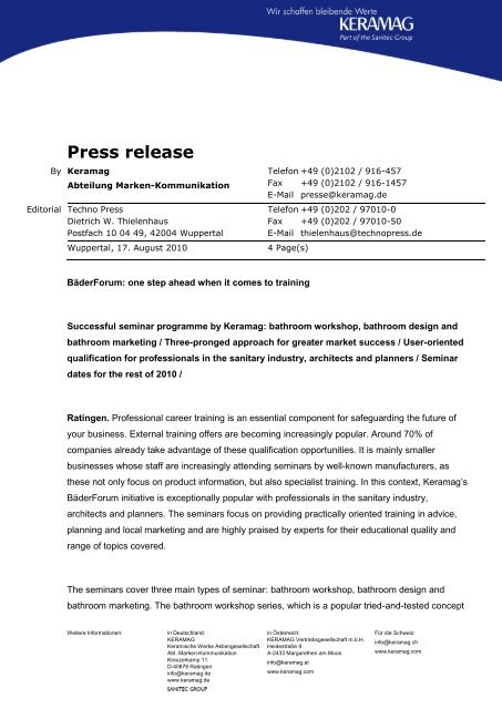 Press Release Keramag Ag