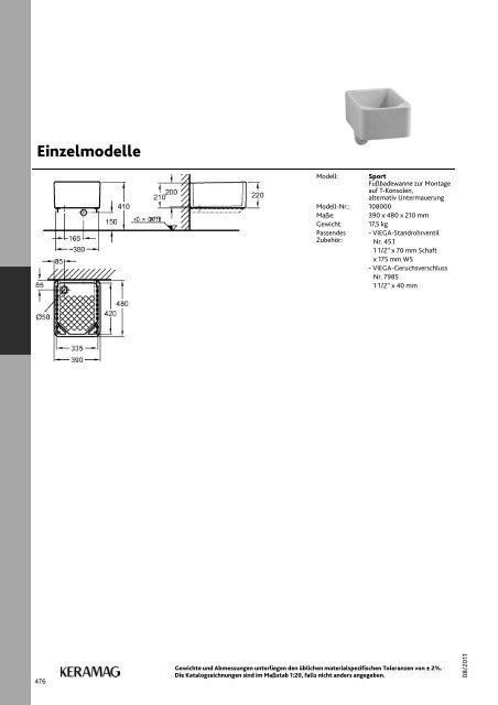 Einzelmodelle - bedarfsgerechte SpeziallÃ¶sungen. - Keramag