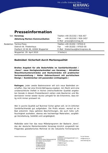 Presseinformation - Keramag