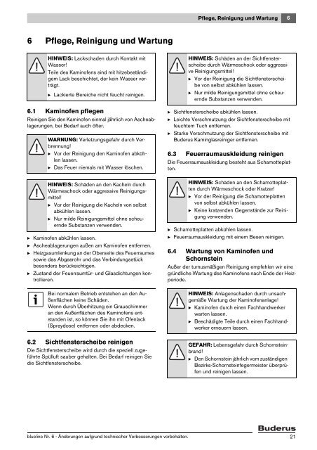 Bedienungs- und Montageanleitung blueline Nr. 6