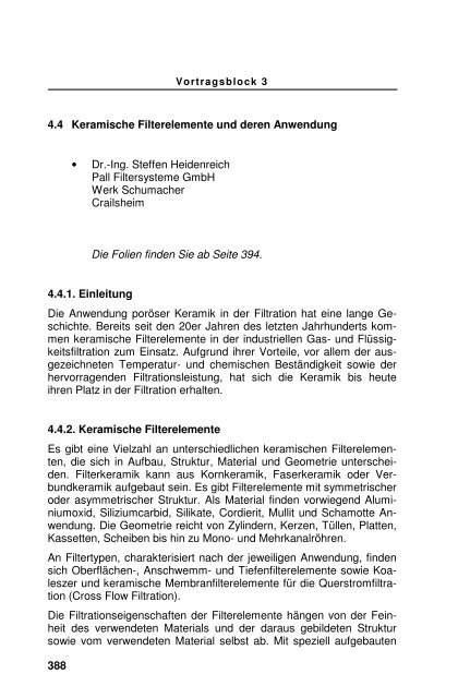 Keramische Filterelemente und deren Anwendung - Verband der ...