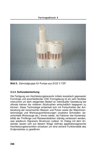 Hochleistungsbauteile aus Oxidkeramik, Verfahrensweg und ...