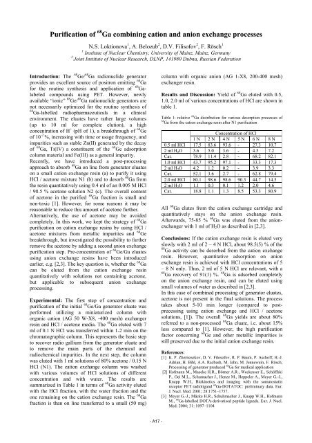 jahresbericht 2007 - Institut fÃ¼r Kernchemie - Johannes Gutenberg ...
