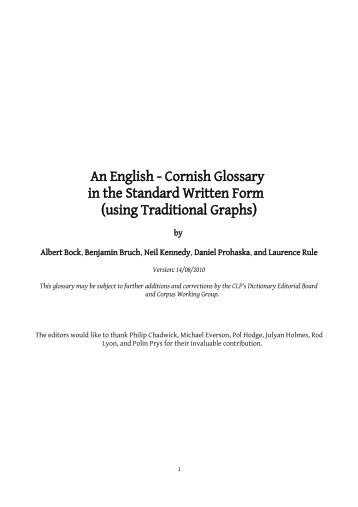 An English - Cornish Glossary in the Standard ... - Kernewegva.com