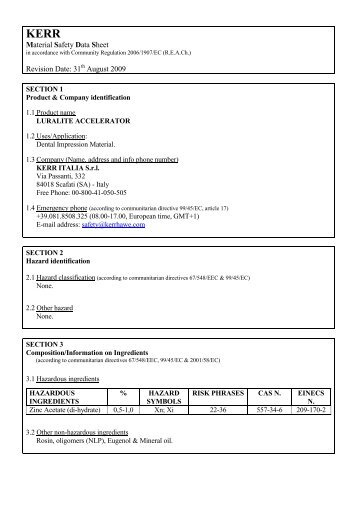 MSDS_Luralite Accelerator - Kerr