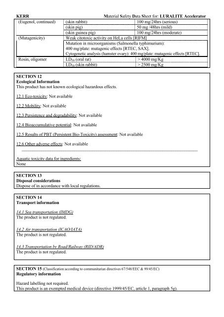 MSDS_Luralite Accelerator - Kerr