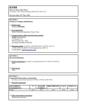 MSDS Powder - Kerr