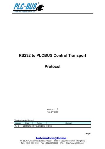 RS232 to PLCBUS Control Transport Protocol - Hekkers.net