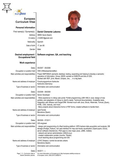 cover letter europass example