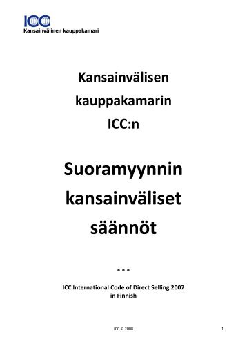 suoramyynnin kansainvÃ¤liset perussÃ¤Ã¤nnÃ¶t - Kauppakamari