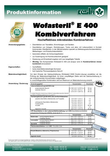 WofasterilÂ® E 400 Kombiverfahren