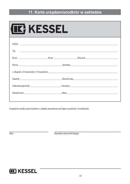Separator cieczy lekkich KESSEL - Kessel Design