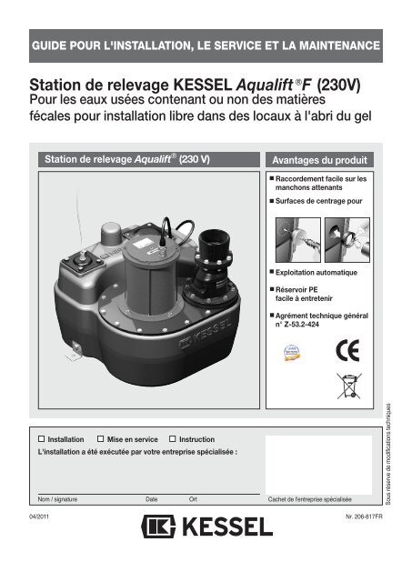 Station de relevage KESSEL Aqualift€F (230V)