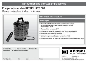 Pompe submersible KESSEL KTP 500 Raccordement vertical ou ...