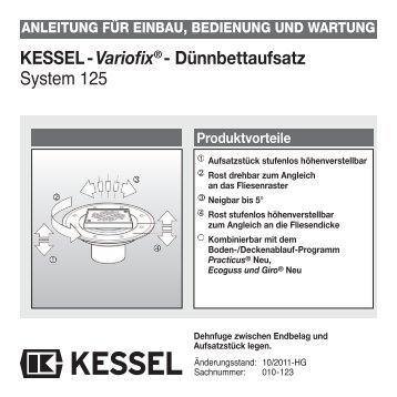 KESSEL-Variofix®- Dünnbettaufsatz System 125