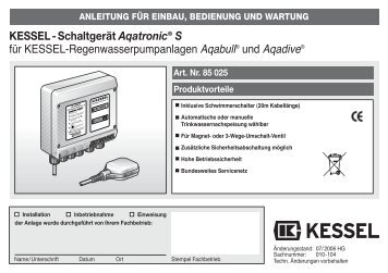 KESSEL-Schaltgerät Aqatronic® S für KESSEL ... - Kessel Design