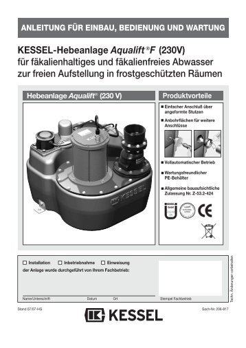 KESSEL-Hebeanlage Aqualift€F (230V) für ... - Kessel Design