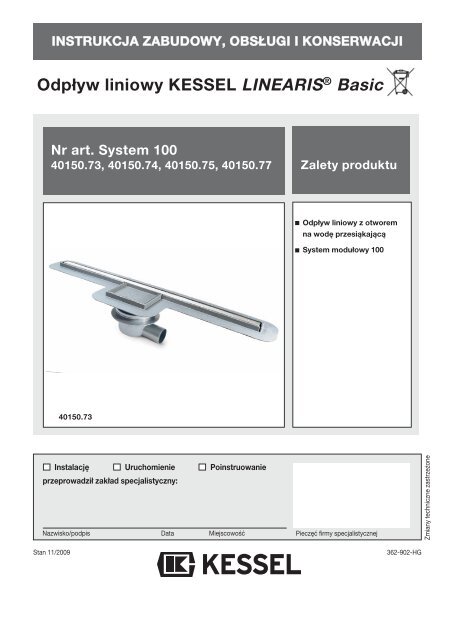 Odpływ liniowy KESSEL LINEARIS Basic - Kessel Design