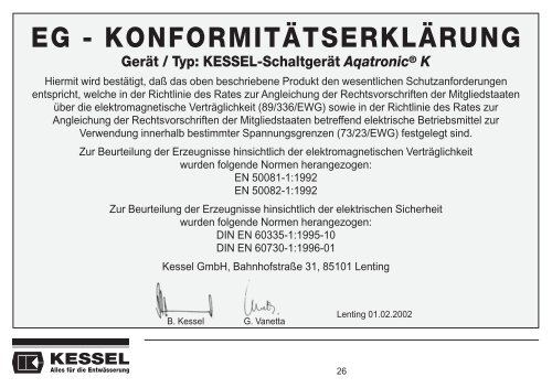 KESSEL-Schaltgerät Aqatronic® K für KESSEL ...