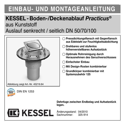 KESSEL-Boden-/Deckenablauf Practicus