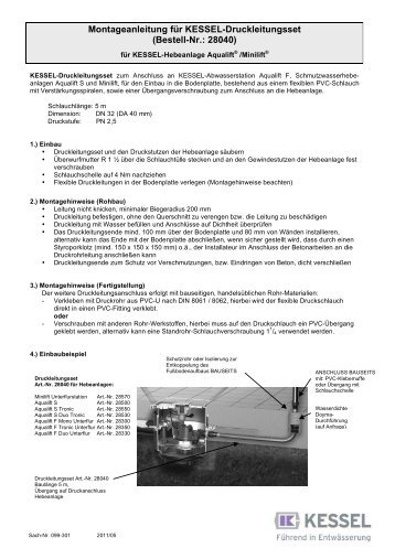 Montageanleitung für KESSEL-Druckleitungsset (Bestell-Nr.: 28040)