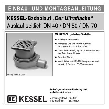 KESSEL-Badablauf „Der Ultraflache“ Auslauf seitlich DN 40 / DN 50 ...