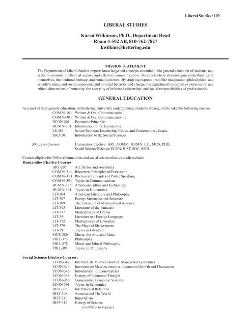 2008-2009 Undergraduate Catalog - Kettering University